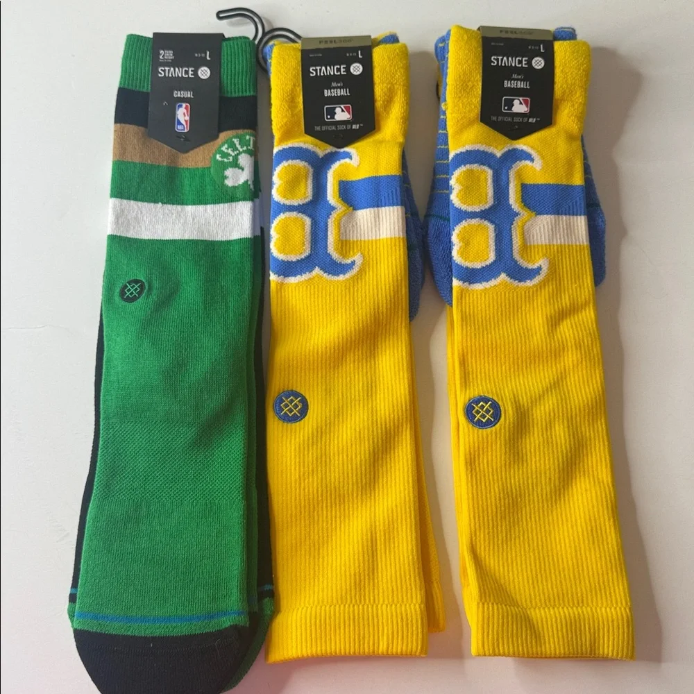 Stance Assortment of BOSTON Athletics Socks (4 Pairs) Size Large